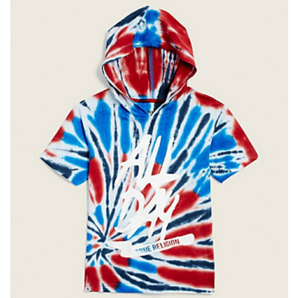 True Religion Kids 'All Day' Hooded Tie Dye Tee